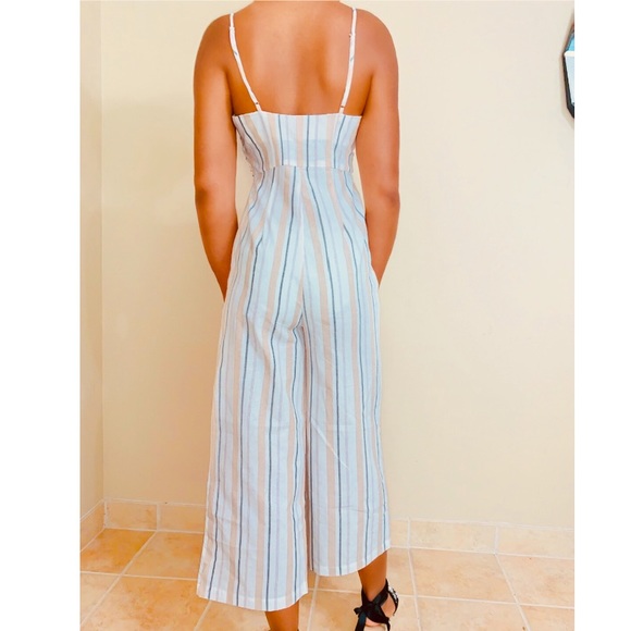 TASHA Overlay Front-Tie Capri Jumpsuit - Picture 3 of 8